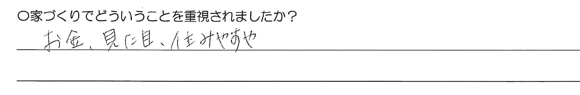 お金、見た目、住みやすさ