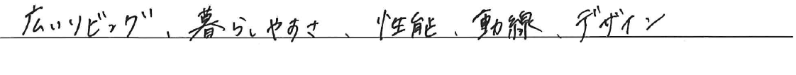 広いリビング、暮らしやすさ、<br />
性能、動線、デザイン