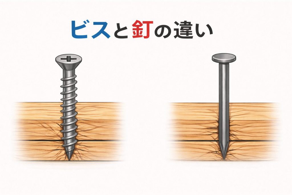 「ビス」と「釘」使い分けのポイント